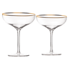 The Wine Savant Colored Crystal Gilded Rim Coupe Glass, Large 9oz Cocktail & Champagne Glasses 2-Set Vibrant Color Short Gold Vintage Tumblers, No Stem Margarita, Glassware Gift Idea (Gold Rimmed)