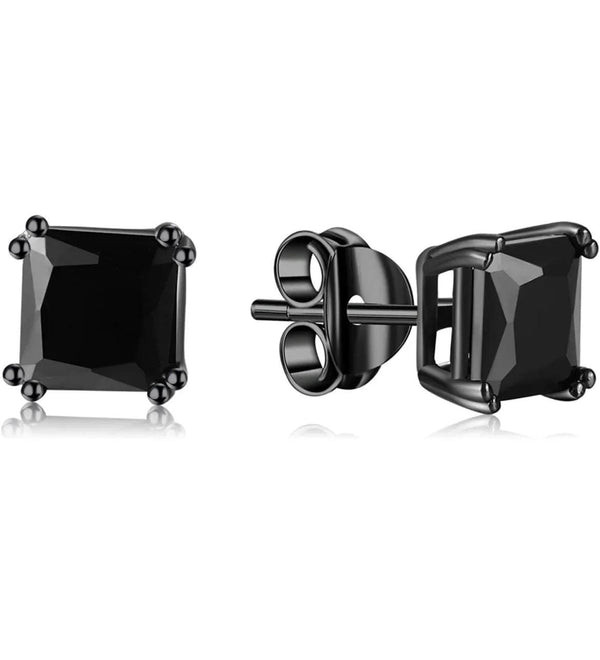 Solid Sterling Silver Black Rhodium Plated Onyx Stud Earrings - 2 Options - Gifts for You 'n Me