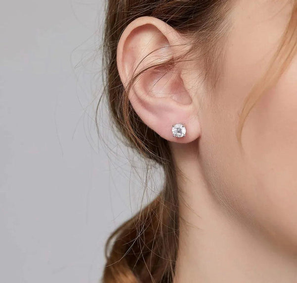 925 Sterling Silver White Topaz Round Studs - Gifts for You 'n Me