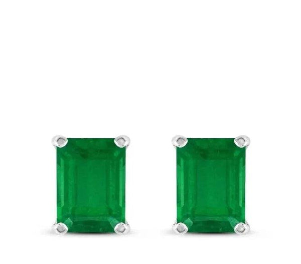 925 Sterling Silver Emerald Cut Gemstone Studs Earrings - Gifts for You 'n Me