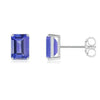 925 Sterling Silver Genuine Tanzanite Emerald Cut Gemstone Earrings
