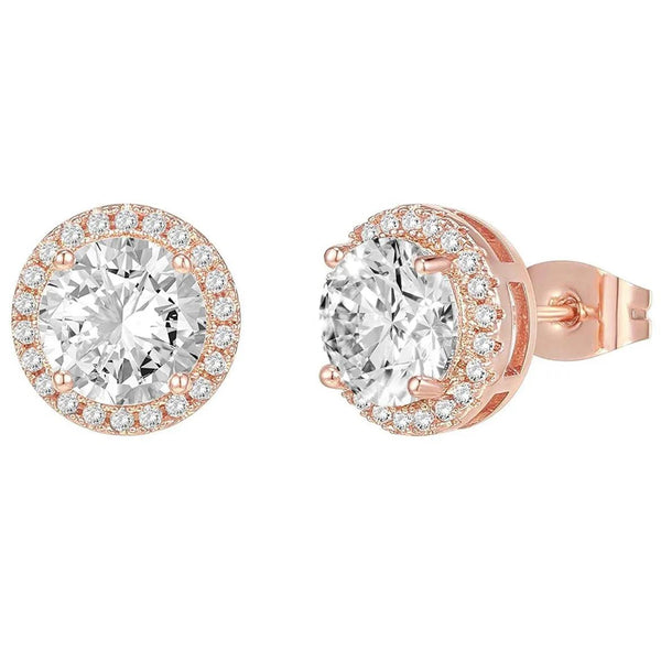 “Angel halo” Round Cut Halo Studs Earrings - 3 Finishes - Gifts for You 'n Me