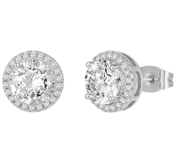 “Angel halo” Round Cut Halo Studs Earrings - 3 Finishes - Gifts for You 'n Me