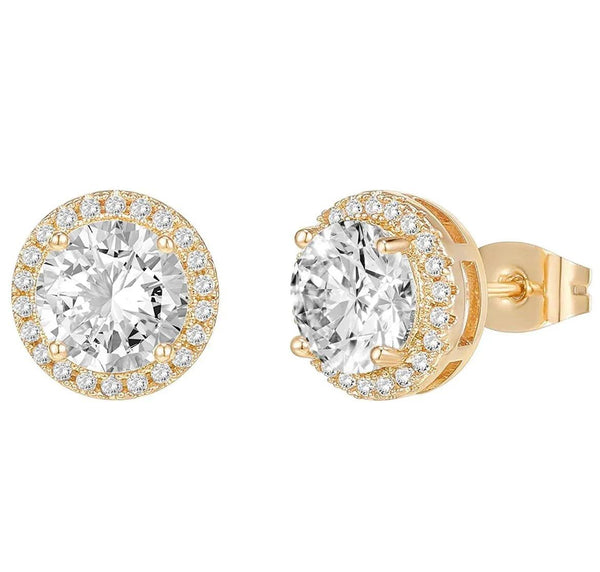 “Angel halo” Round Cut Halo Studs Earrings - 3 Finishes - Gifts for You 'n Me