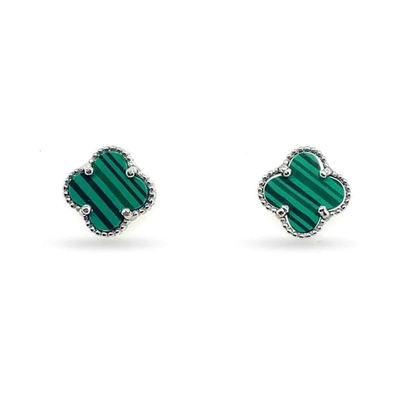 Donatello Gian Solid 925 Sterling Silver Green Clover Studs - Gifts for You 'n Me