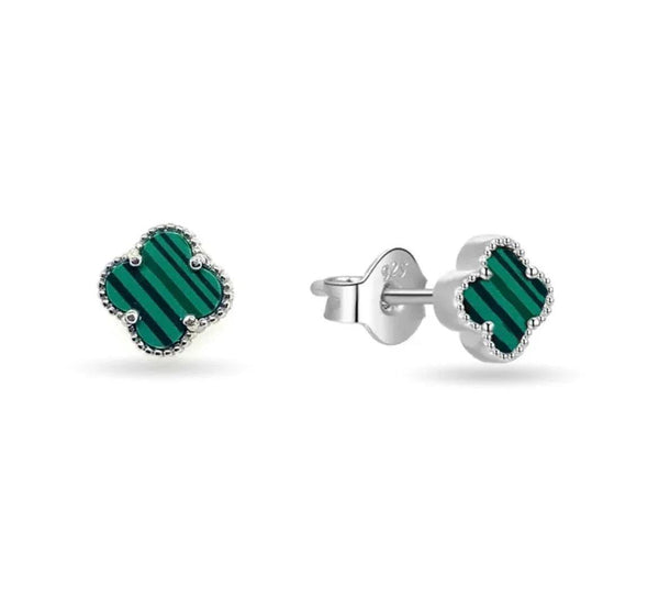 Donatello Gian Solid 925 Sterling Silver Green Clover Studs - Gifts for You 'n Me