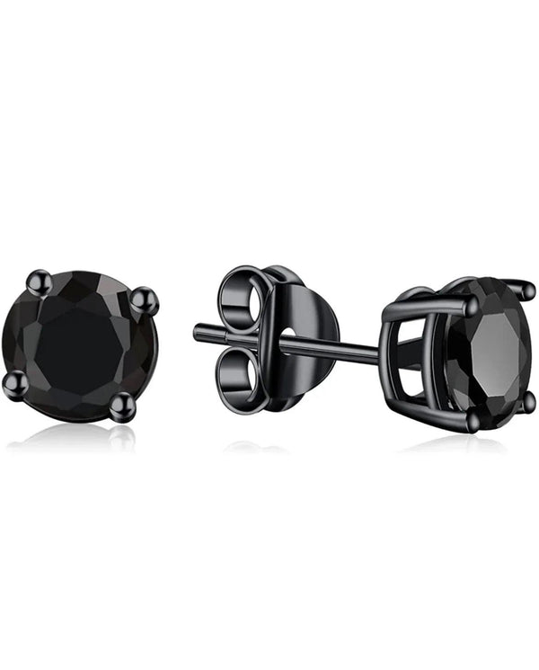 Solid Sterling Silver Black Rhodium Plated Onyx Stud Earrings - 2 Options - Gifts for You 'n Me
