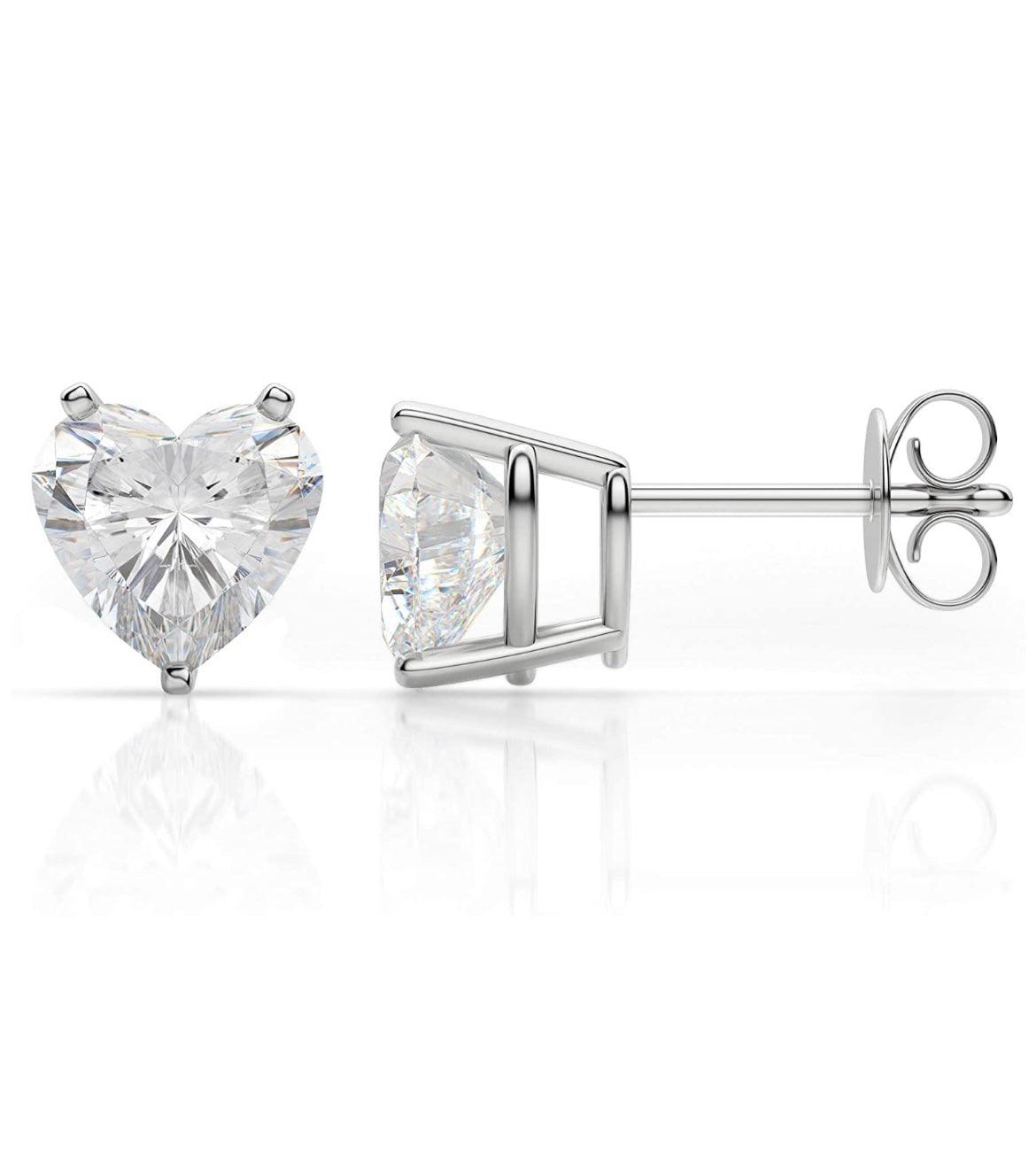 Sterling Silver Heart Cut Crystal Stud Earrings - Gifts for You 'n Me
