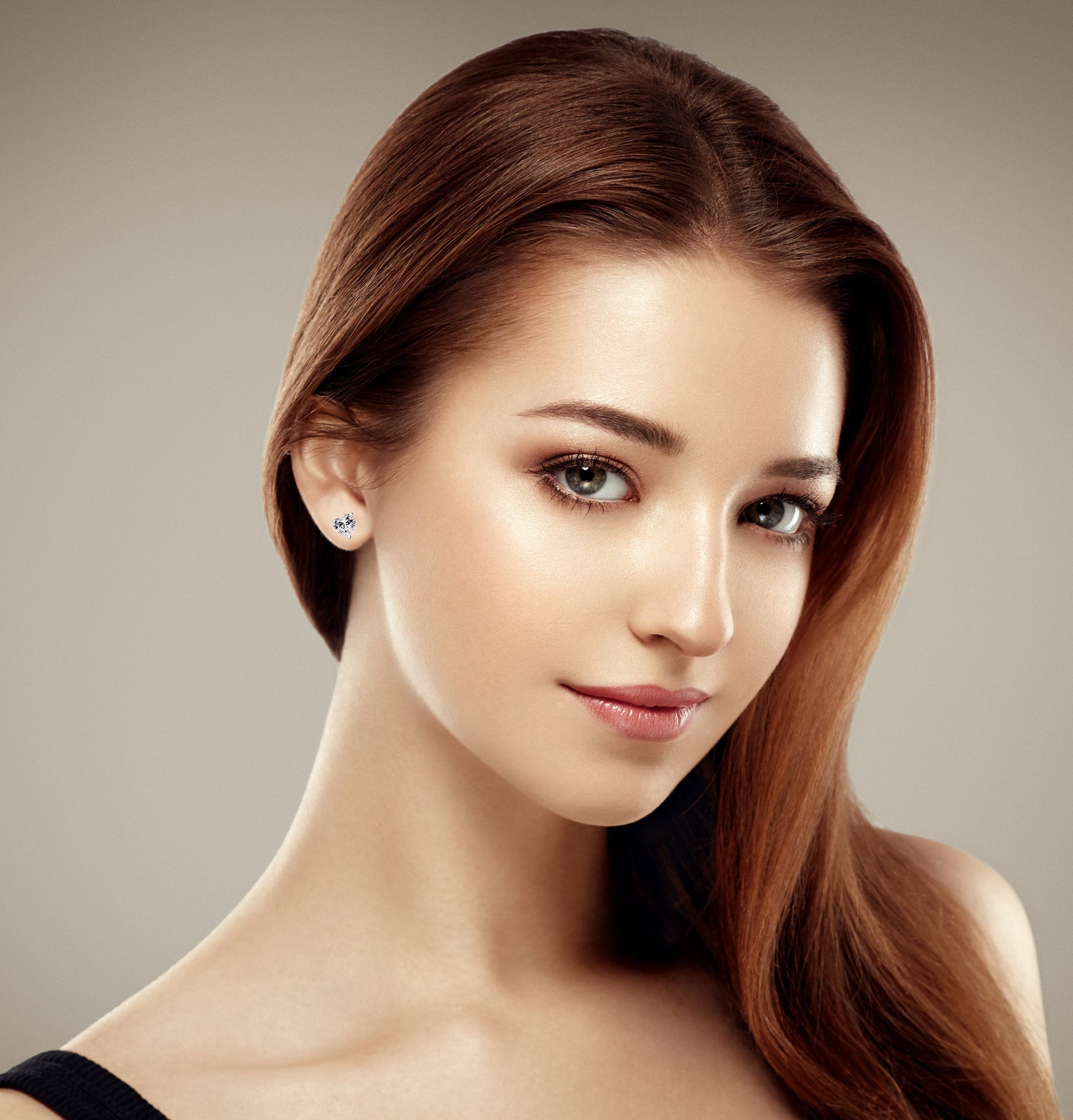 Solid Sterling Silver Created Gemstone Heart Stud Earrings - 8 Colors