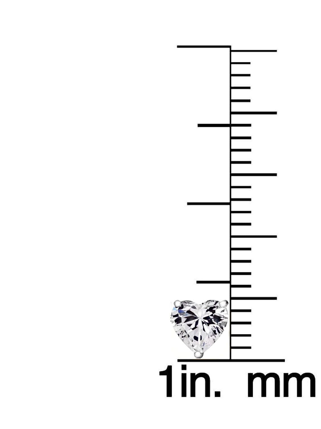 Solid Sterling Silver Created Gemstone Heart Stud Earrings - 8 Colors