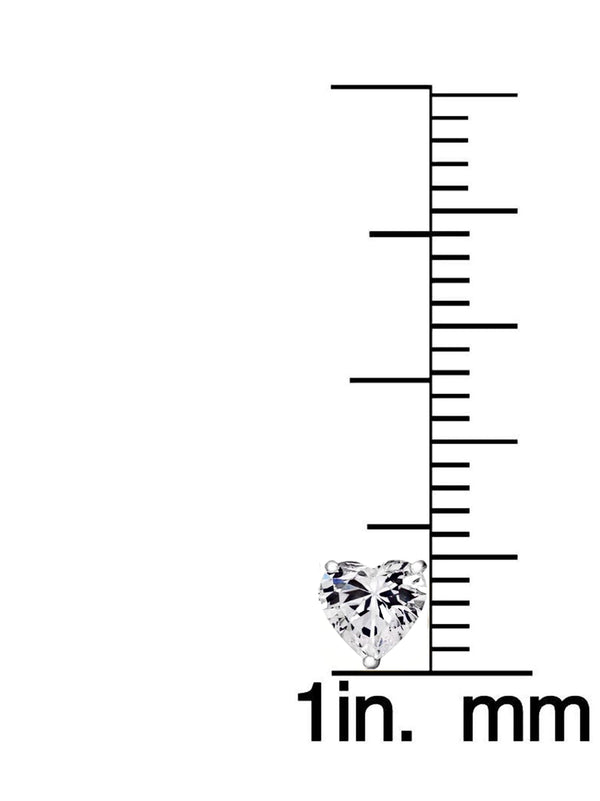 Solid Sterling Silver Created Gemstone Heart Stud Earrings - 8 Colors