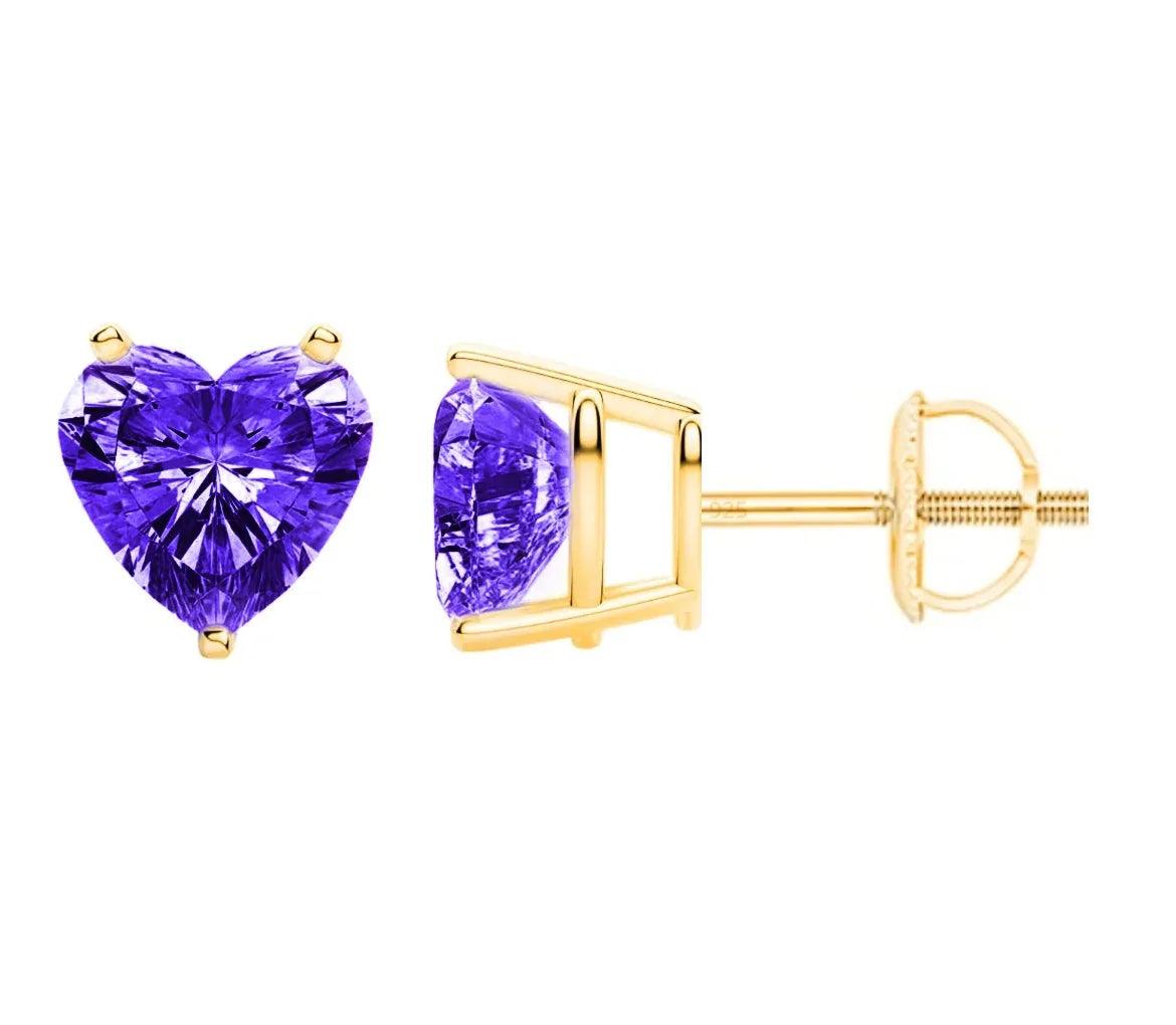 925 Sterling Silver Genuine Tanzanite Gemstone Heart Cut Earrings - Gifts for You 'n Me