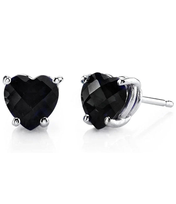 Solid Sterling Silver Created Gemstone Heart Stud Earrings - 8 Colors - Gifts for You 'n Me