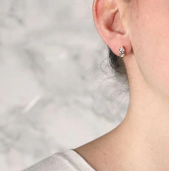 Sterling Silver Simulated Diamond Marquise Cut Stud Earrings - Gifts for You 'n Me