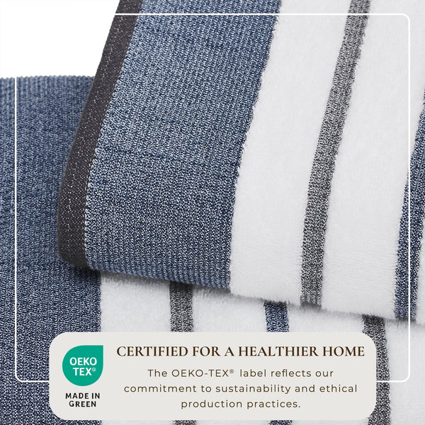 Decorative Cotton Stripe Bath Towel Set - Noelle Collection