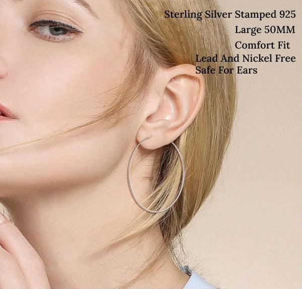 Donatello Gian 925 Sterling Silver Endless Hoop Earrings, Earrings for Women Girls & Men, Cartilage Endless Large Hoops Hypoallergenic 925 Sterling Silver - Gifts for You 'n Me