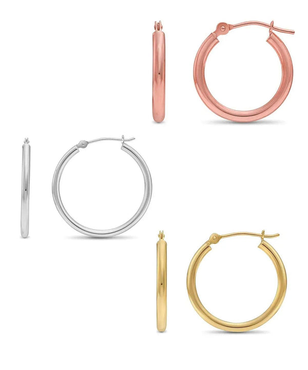3 Pack Sterling Silver 20MM Round Hoop Earrings - Gifts for You 'n Me