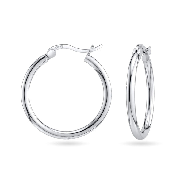925 Sterling Silver Classic French Lock Hoop Earrings, 15mm-20mm, Hypoallergenic, Perfect for Men Women and Girls - Gifts for You 'n Me
