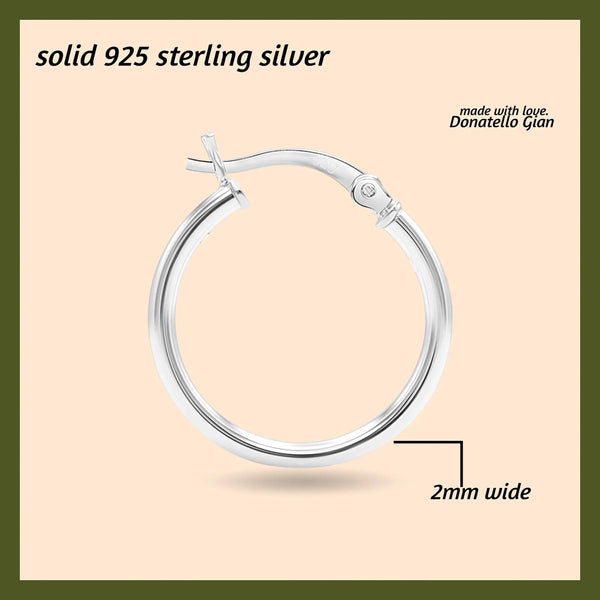 925 Sterling Silver Classic French Lock Hoop Earrings, 15mm-20mm, Hypoallergenic, Perfect for Men Women and Girls - Gifts for You 'n Me