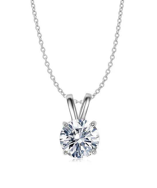 Rhodium Plated Round Cut Crystal Pendant Necklace - Gifts for You 'n Me