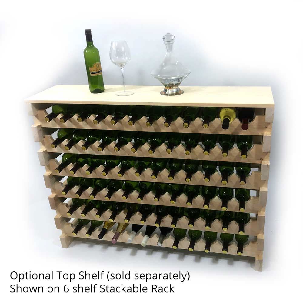 Stackable Custom Pine Wine Bottle Rack with Optional Tabletop Serving Stand