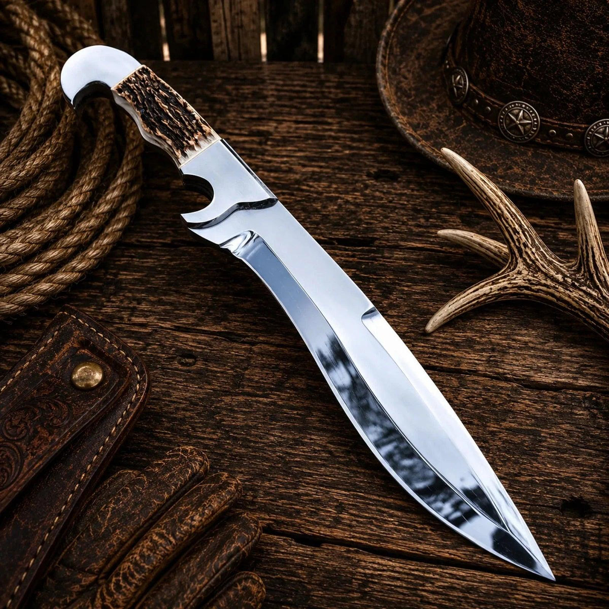 Stag Handle Hunting Bowie Knife – 17