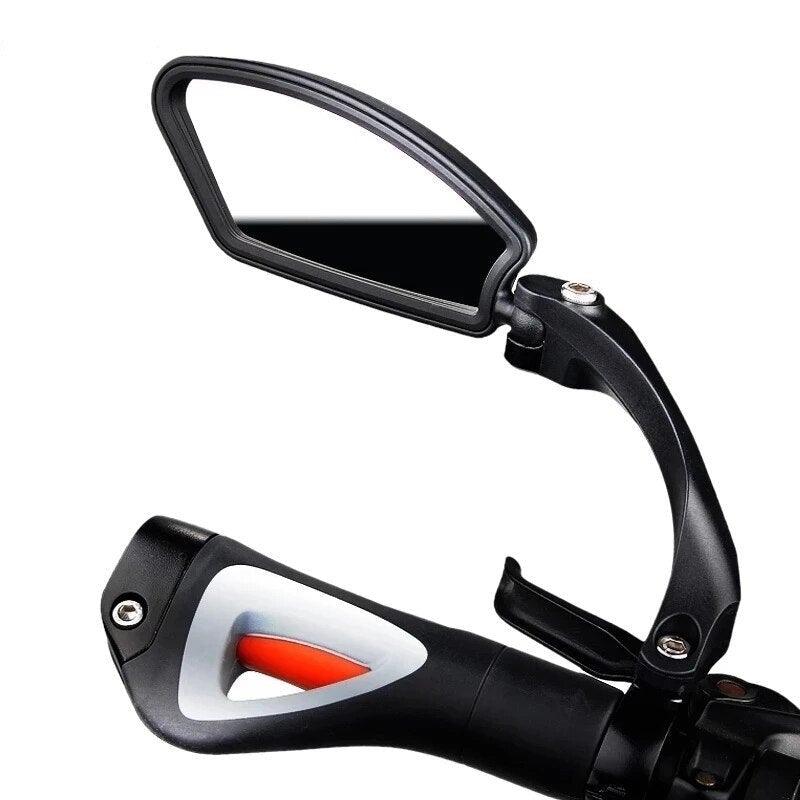 Stainless Steel Bicycle Lens Mirror Handlebar Side Safety Rear View Mirror Road Bike Cycling Rearview Mirrors Blast-Resistant Adjustable Bike Rearview Mirror With Large Lens Bicycle Mirrors For Handlebars
