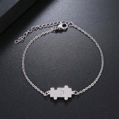 Stainless Steel Bracelet For Women Gold And Silver Color Puzzle Gold Plated Dainty Link Paperclip Bracelets Adjustable Layered Metal Link Bracelet For Women Bangle Bracelet Puzzle Best Friends Gift
