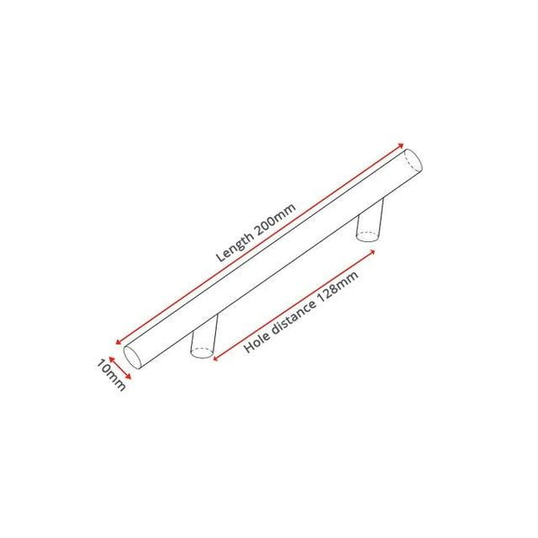 Stainless Steel Cabinet Handles Diameter 10mm Kitchen Door T Bar Straight Handle Pull Knobs Furniture Hardware European Bar Style Cabinet Pull