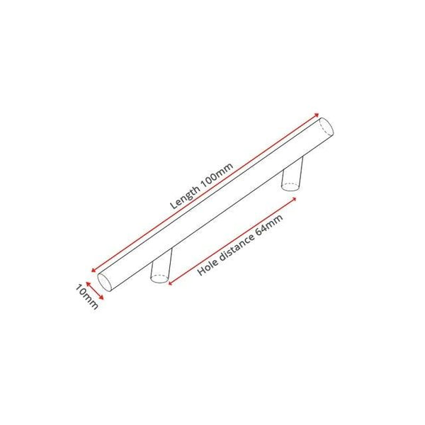 Stainless Steel Cabinet Handles Diameter 10mm Kitchen Door T Bar Straight Handle Pull Knobs Furniture Hardware European Bar Style Cabinet Pull