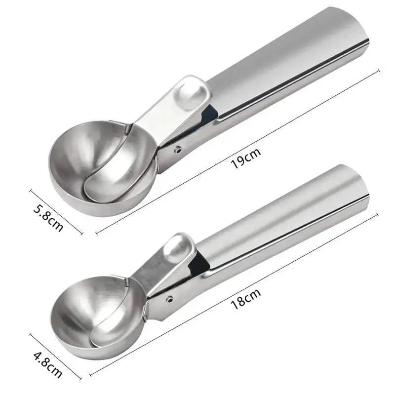 Stainless Steel Ice Cream Scooper, A Good Metal Scoop Tools For Kitchen, For Making Meatball/Melon Ball/Watermelon/Fruits, Measuring Spoon Cup for Cooking Baking