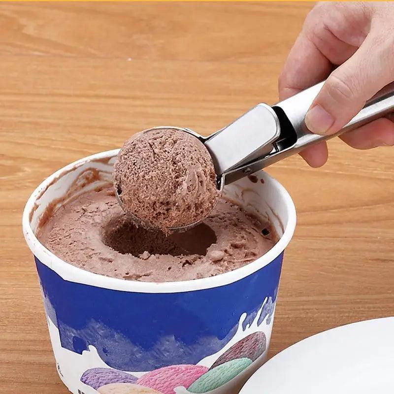 Stainless Steel Ice Cream Scooper, A Good Metal Scoop Tools For Kitchen, For Making Meatball/Melon Ball/Watermelon/Fruits, Measuring Spoon Cup for Cooking Baking