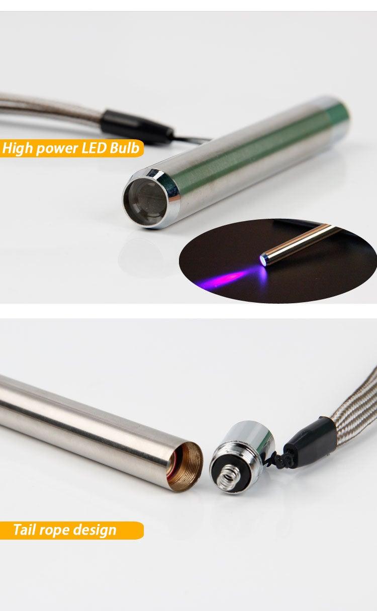 Stainless Steel Mini Pocket UV Black Light Flashlight Led Lamp Portable Flashlight Ultraviolet Pen Lights For Leak Pet Urine Bed Bug  Dry Stain & Dye Detector Marker Checker Detection