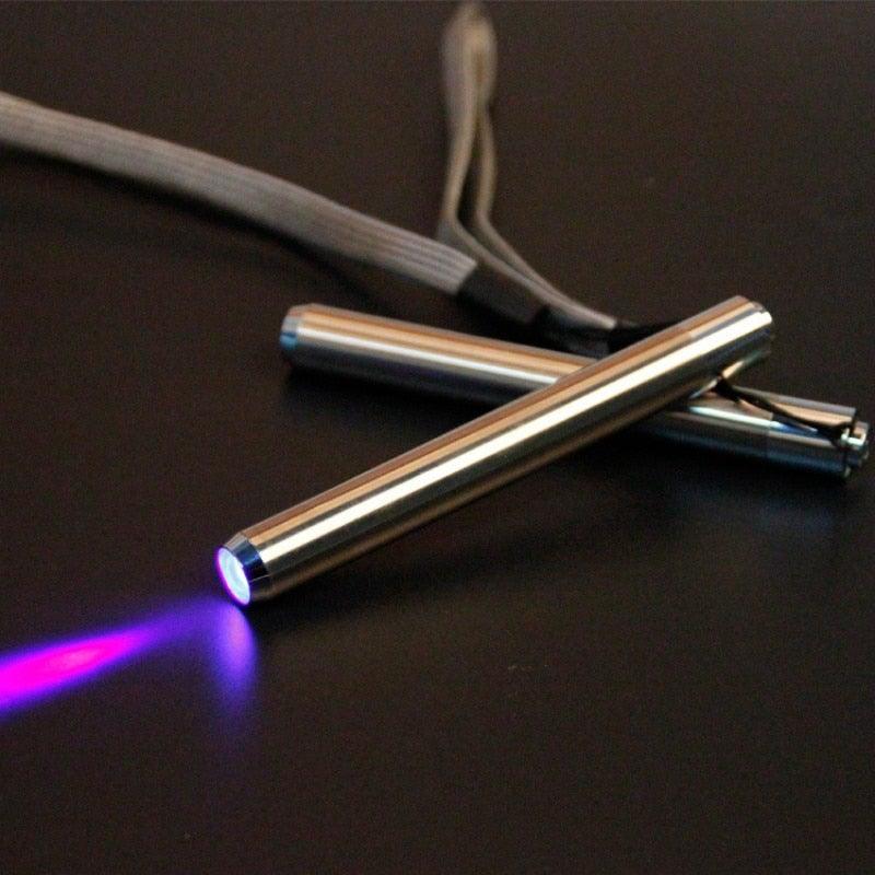 Stainless Steel Mini Pocket UV Black Light Flashlight Led Lamp Portable Flashlight Ultraviolet Pen Lights For Leak Pet Urine Bed Bug  Dry Stain & Dye Detector Marker Checker Detection
