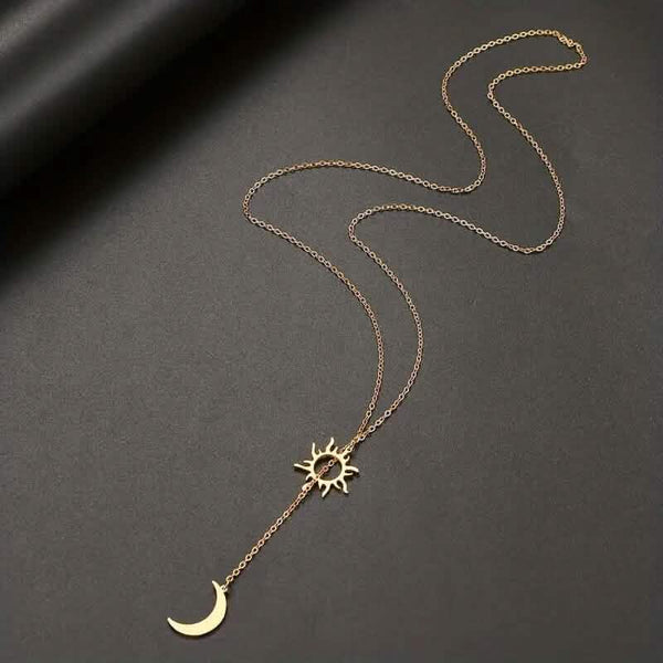 Stainless Steel Sun Totem and Moon Necklace