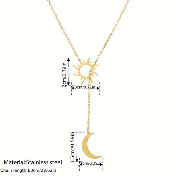 Stainless Steel Sun Totem and Moon Necklace