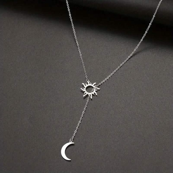 Stainless Steel Sun Totem and Moon Necklace