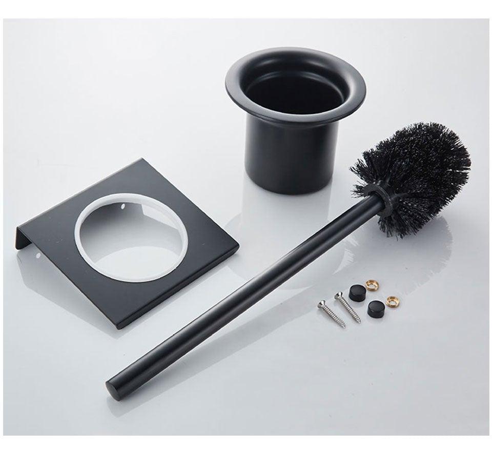 Stainless Steel Toilet Brush Holder Black Wall Mounted Toilet Bowl Brush Holder For Bathroom Cleaning Kit