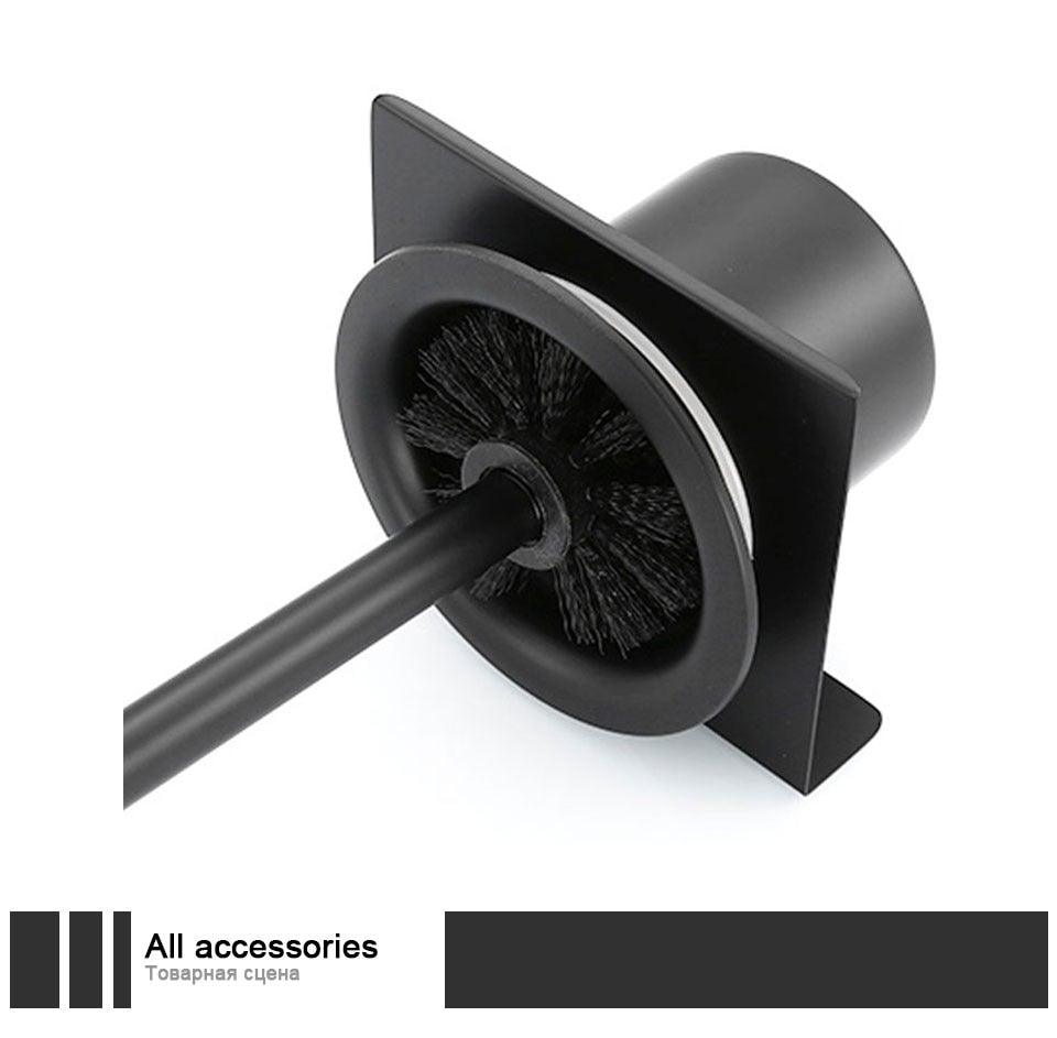 Stainless Steel Toilet Brush Holder Black Wall Mounted Toilet Bowl Brush Holder For Bathroom Cleaning Kit
