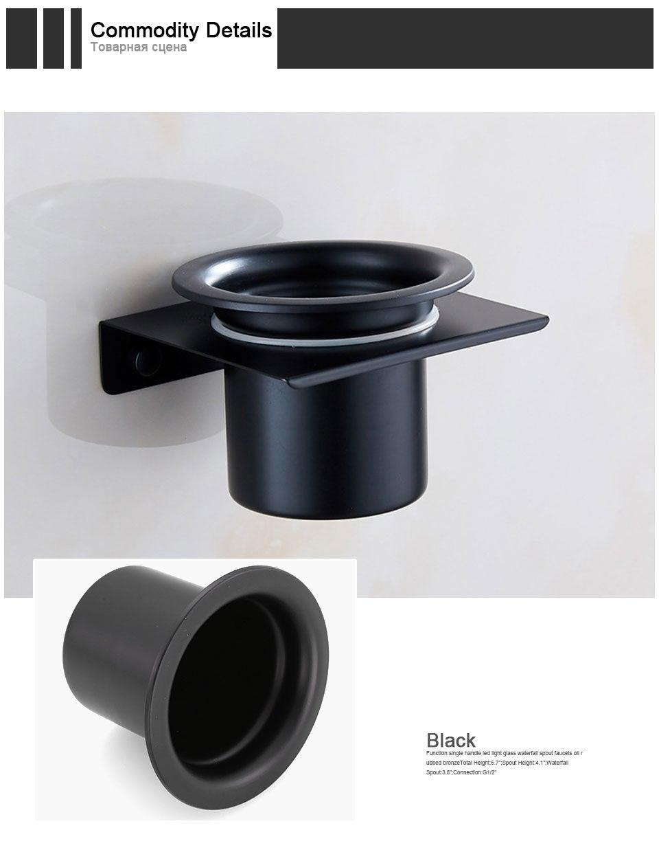 Stainless Steel Toilet Brush Holder Black Wall Mounted Toilet Bowl Brush Holder For Bathroom Cleaning Kit