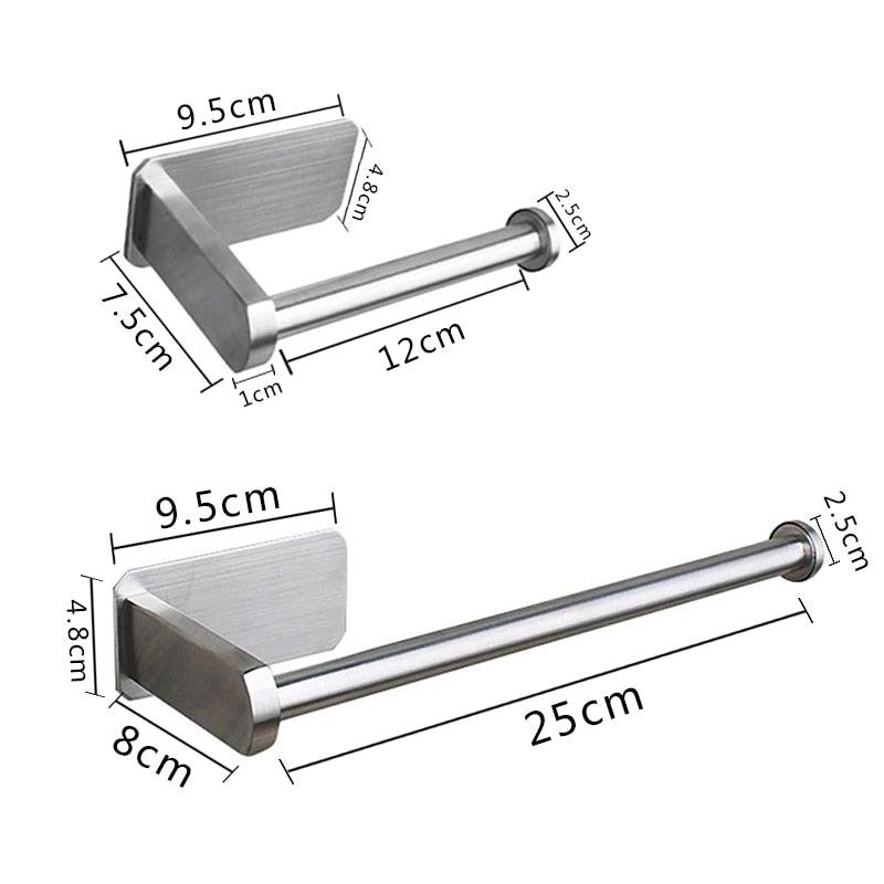 Stainless Steel Wall Toilet Paper Roll Holder Black Silver Self Adhesive Toilet Paper Holder for Bathroom Stick Wall Towel Rack