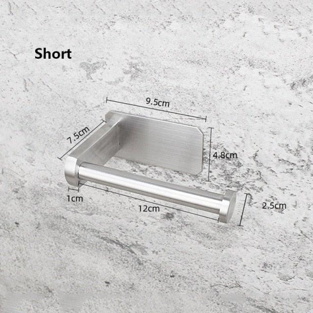 Stainless Steel Wall Toilet Paper Roll Holder Black Silver Self Adhesive Toilet Paper Holder for Bathroom Stick Wall Towel Rack