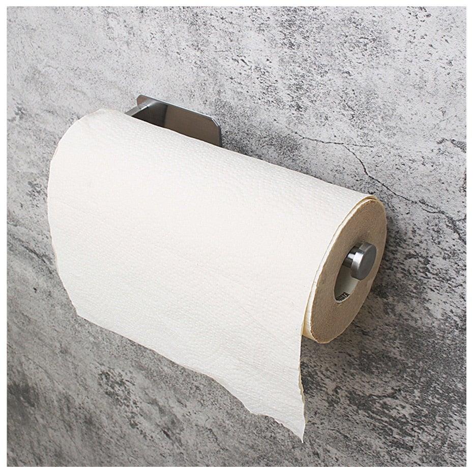 Stainless Steel Wall Toilet Paper Roll Holder Black Silver Self Adhesive Toilet Paper Holder for Bathroom Stick Wall Towel Rack