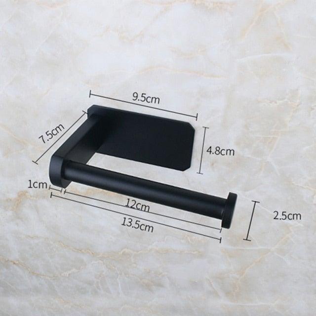 Stainless Steel Wall Toilet Paper Roll Holder Black Silver Self Adhesive Toilet Paper Holder for Bathroom Stick Wall Towel Rack