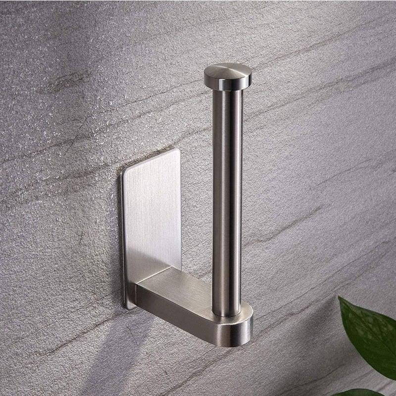 Stainless Steel Wall Toilet Paper Roll Holder Black Silver Self Adhesive Toilet Paper Holder for Bathroom Stick Wall Towel Rack