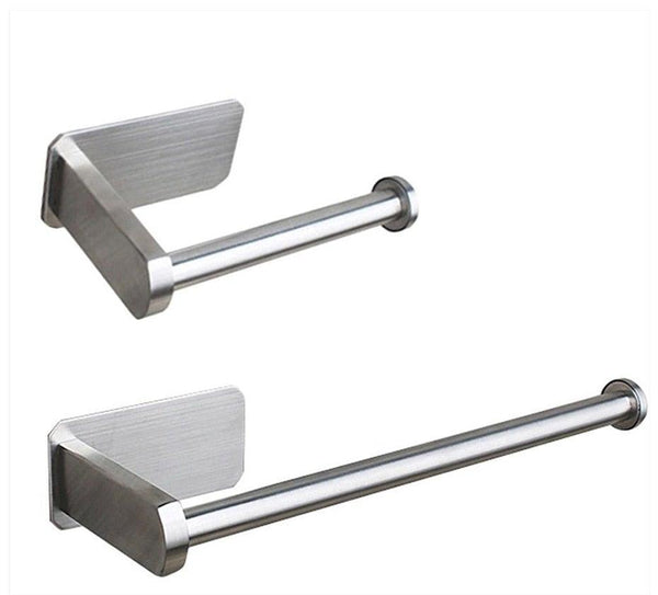 Stainless Steel Wall Toilet Paper Roll Holder Black Silver Self Adhesive Toilet Paper Holder for Bathroom Stick Wall Towel Rack