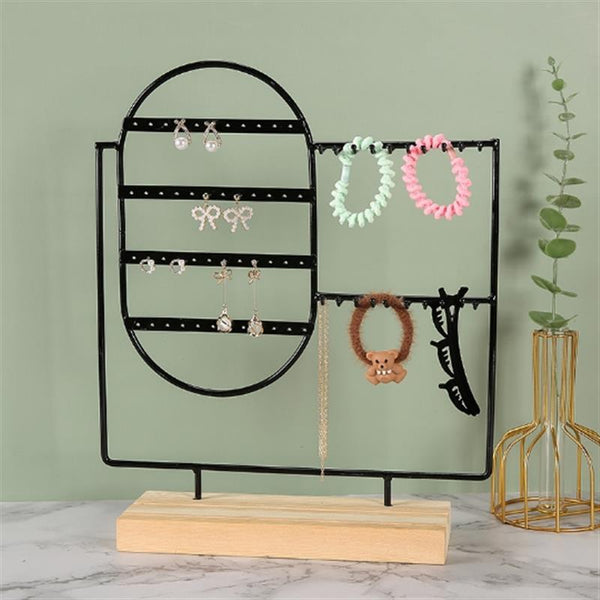 Stand Jewelry Display Organizer Earrings Pendants Bracelets Jewelry Holder With Wooden Base Earrings Storage Rack Metal Jewelry Storage Stand Necklace Rack Ornaments Display Stand Shopping Earring Stand
