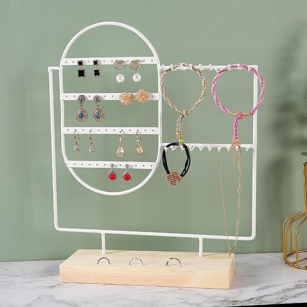 Stand Jewelry Display Organizer Earrings Pendants Bracelets Jewelry Holder With Wooden Base Earrings Storage Rack Metal Jewelry Storage Stand Necklace Rack Ornaments Display Stand Shopping Earring Stand