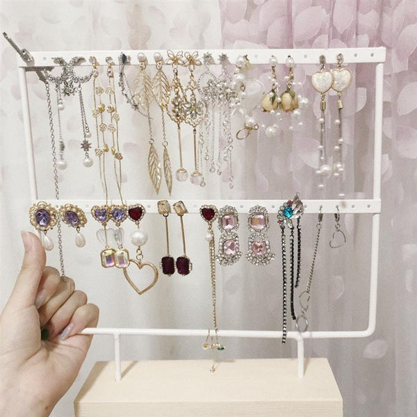 Stand Jewelry Display Organizer Earrings Pendants Bracelets Jewelry Holder With Wooden Base Earrings Storage Rack Metal Jewelry Storage Stand Necklace Rack Ornaments Display Stand Shopping Earring Stand