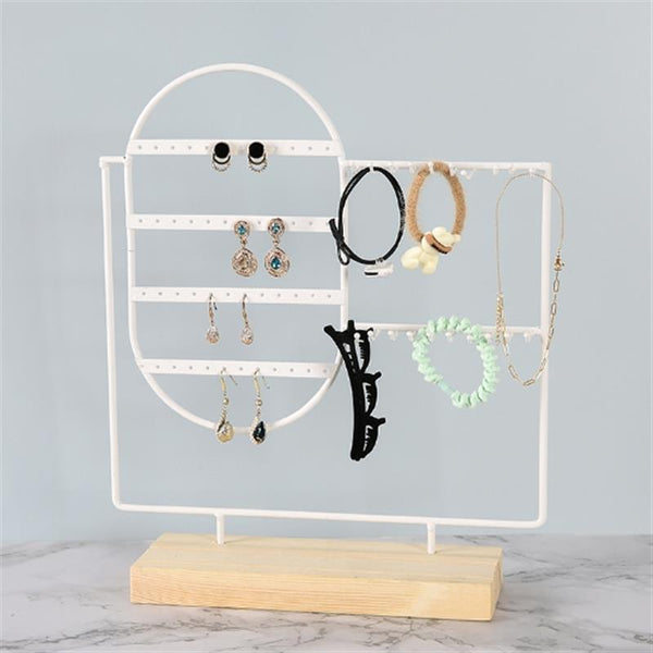 Stand Jewelry Display Organizer Earrings Pendants Bracelets Jewelry Holder With Wooden Base Earrings Storage Rack Metal Jewelry Storage Stand Necklace Rack Ornaments Display Stand Shopping Earring Stand